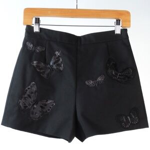 VALENTINO CAMUBUTTERFLY black cotton SHORTS embroidered with GREAT details NWT